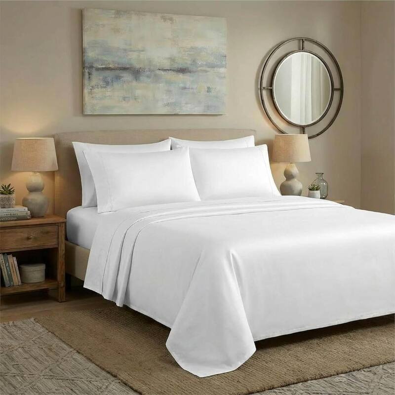 Thomasville 1500 Thread Count White 6 Piece Premium Cotton Rich Sateen Sheet Set