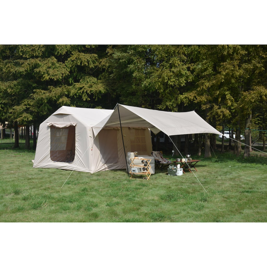 9.8 x13ft with canopy, Inflatable Camping Tents with Hand Pump, Air Glamping Tents, Easy Setup Waterproof and Windproof