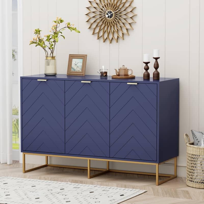 3 Doors Sideboard Buffet Cabinet with Storage Adjustable Shelf