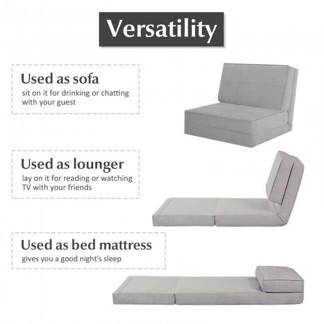 Convertible Lounger Folding Sofa Sleeper Bed - 83" x 28.3" x 4.5"(L x W x H)