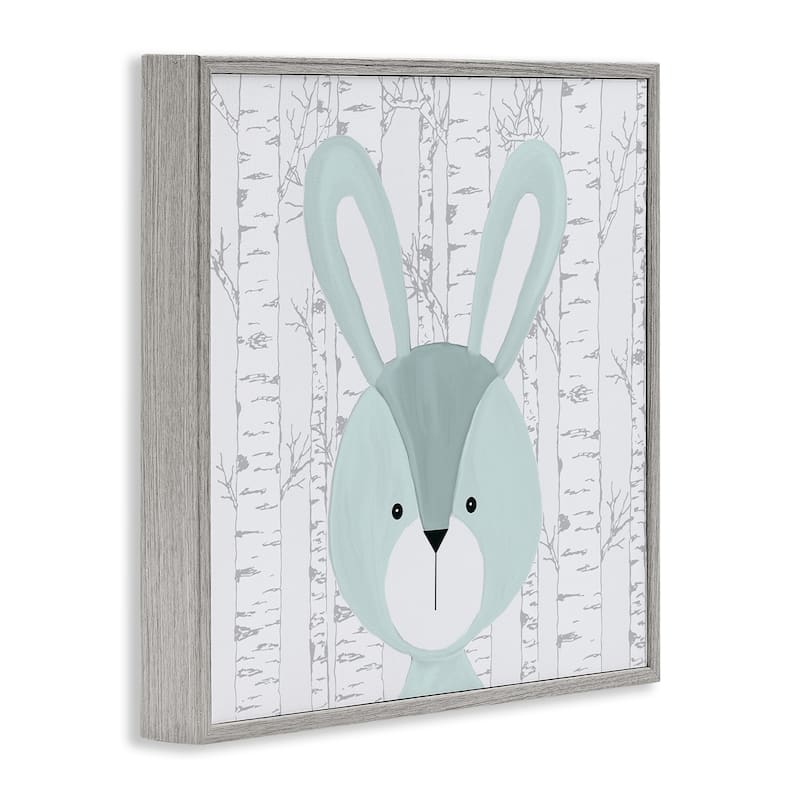 Stupell Charming Bunny on Birch Framed Giclee Art Design By Kim Allen