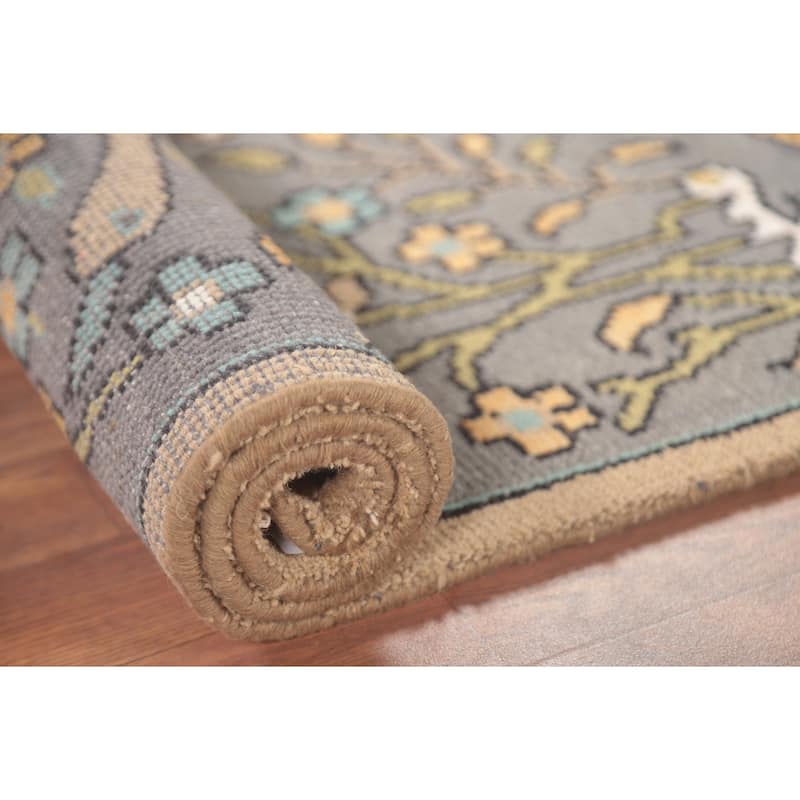 Animal Pictorial Ziegler Accent Rug Hand-Knotted Floral Wool Carpet - 2'11"x 5'0"