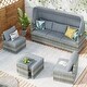 preview thumbnail 3 of 27, 4 Piece UV-Proof Resin Wicker Patio Sofa Set