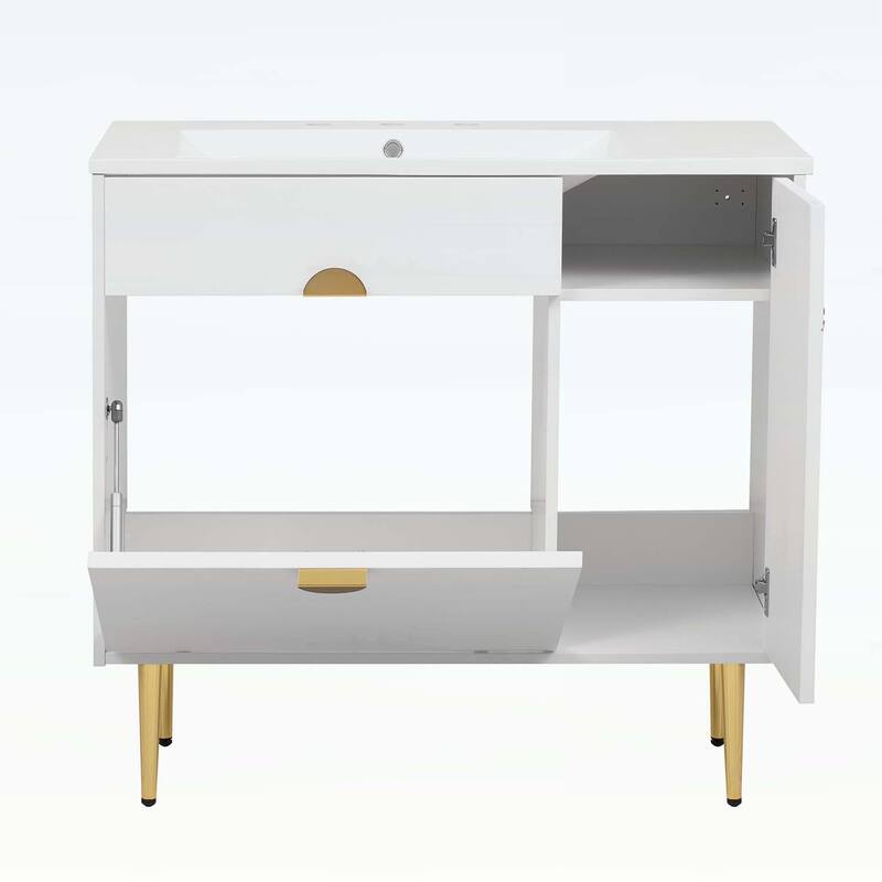 36-Inch Modern Bathroom Vanity with Resin Basin,Soft-Closing Doors,and Ample Storage for Organized Living