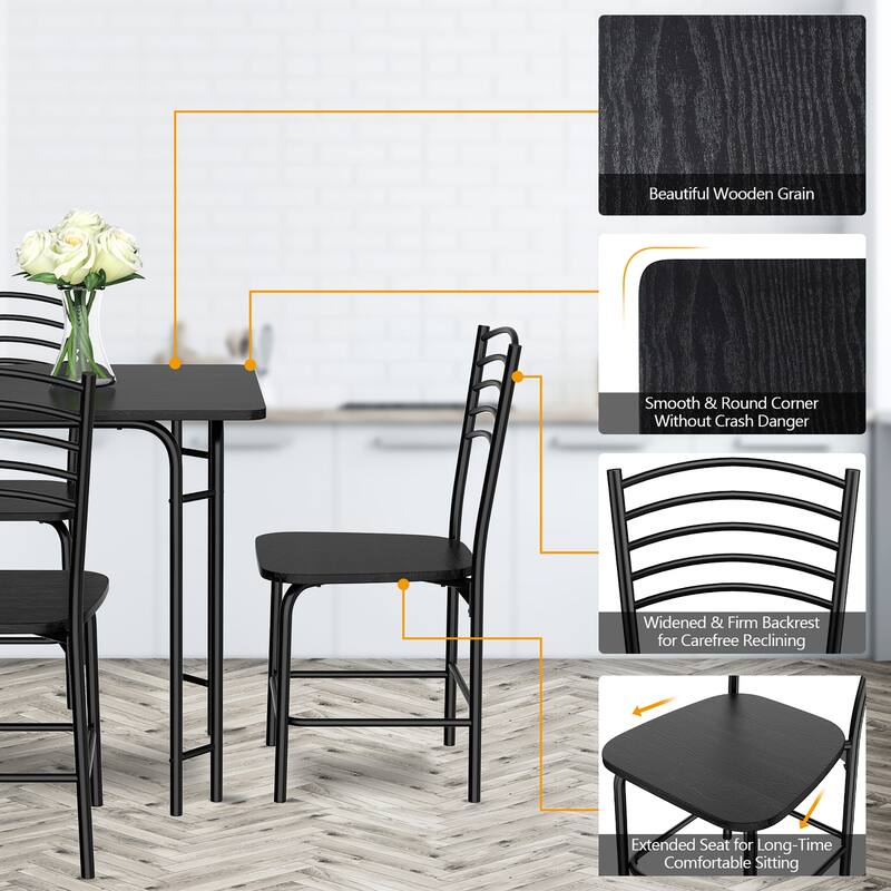 5 PCS Dining Table Set Modern Kitchen Table and 4 Chairs