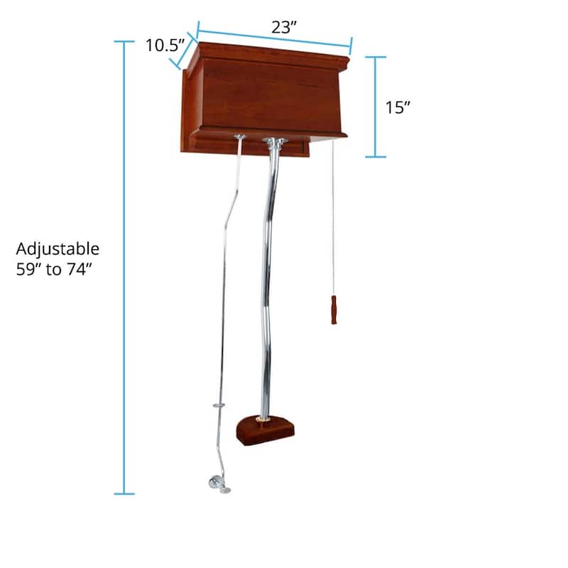 High Tank Toilet Conversion Kit - Light Mahogany woth Chrome Top Entry Renovators Supply