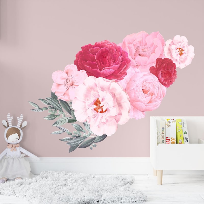 Walplus Elegant Oversized Blush Pink Peonies Wall Stickers Decals