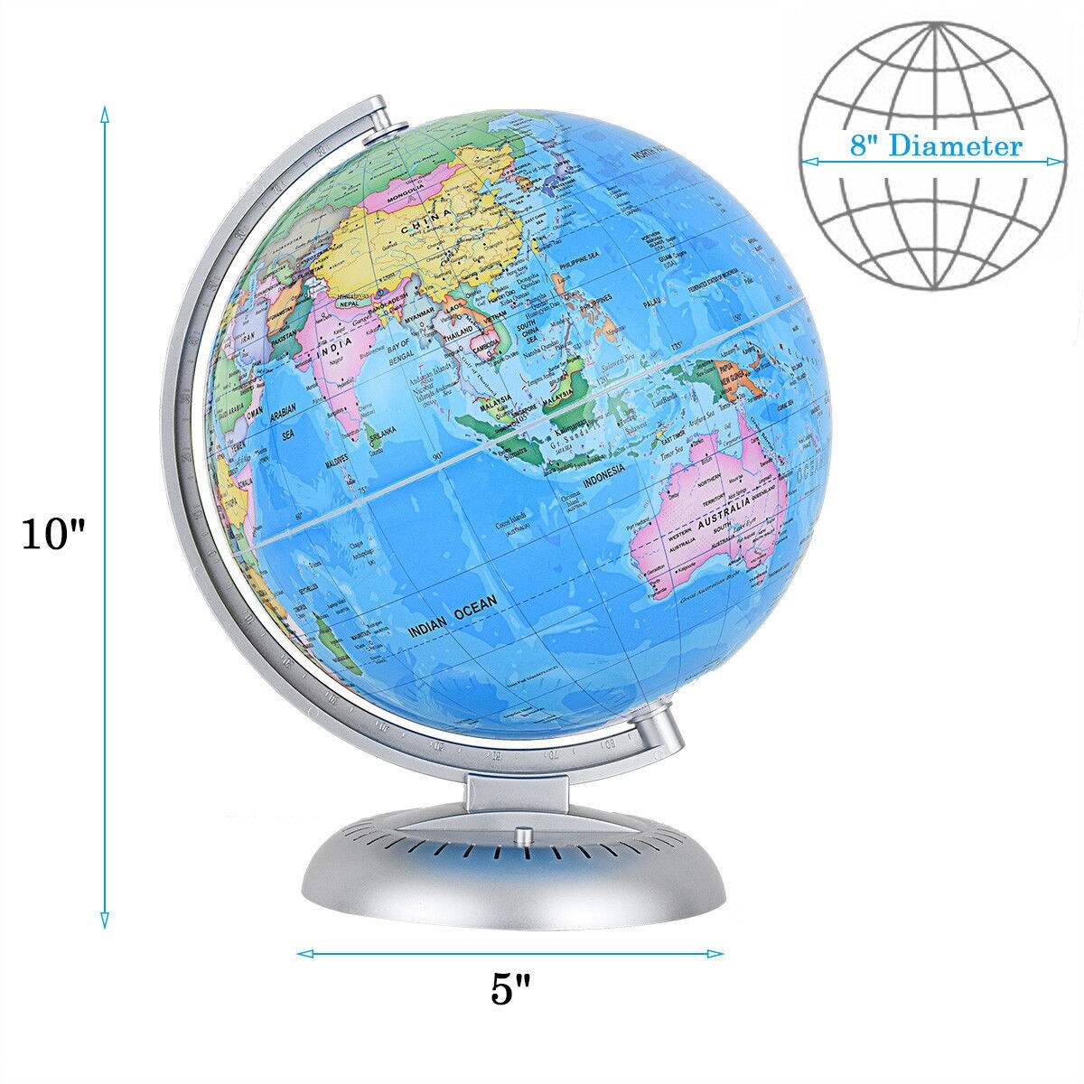 Shop Costway 8 Illuminated World Globe Up To Date W Stand Built In Led See Details On Sale Overstock 25431576