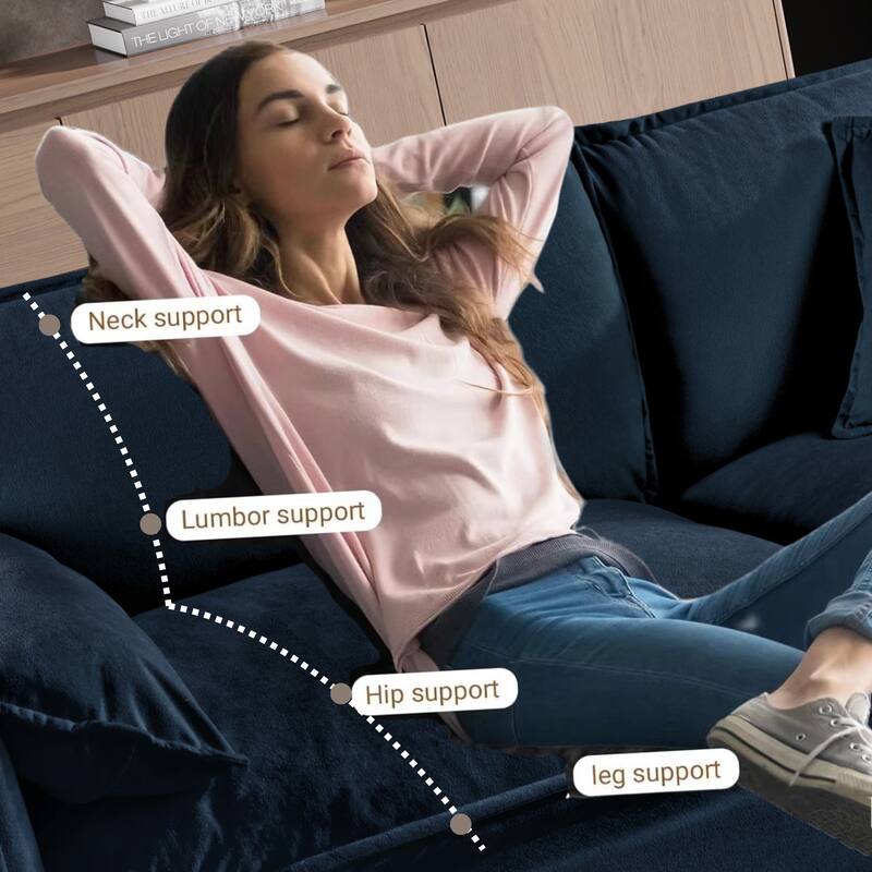 Modern Modular 3 Seat Sofa with Deep Dual Layer Cushions and Storage Pockets for Living Room and Guest Room