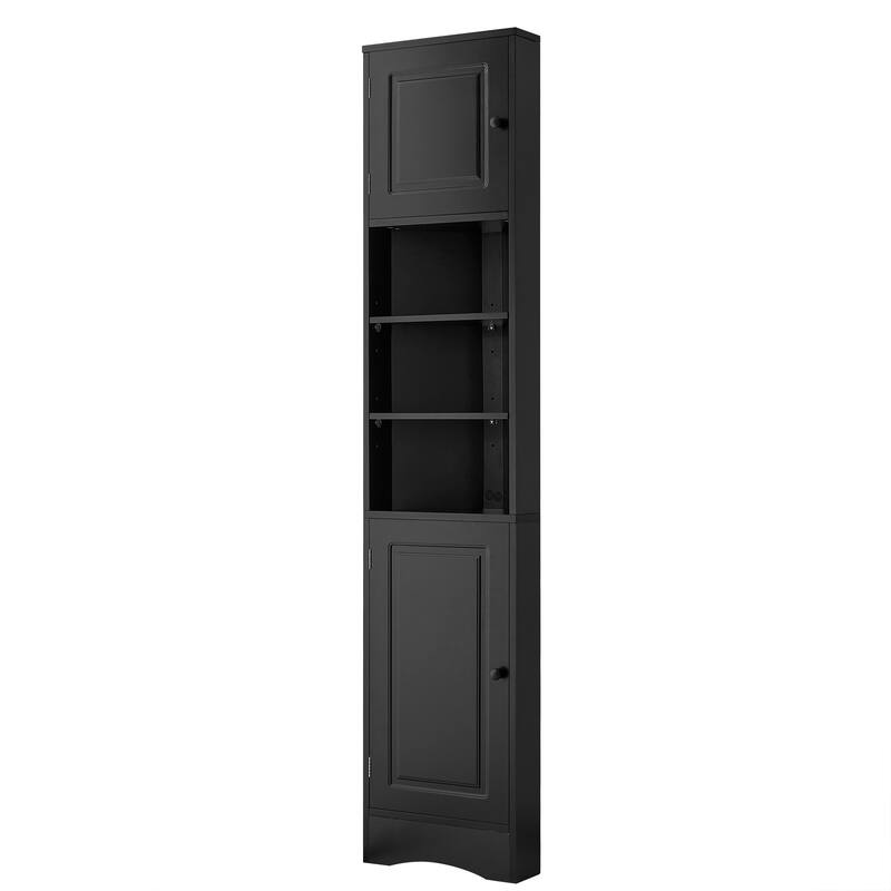GDFStudio - Evelyn Tall Corner Bathroom Cabinet with Adjustable Shelves and Space-Saving Design