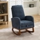 preview thumbnail 52 of 59, Mid-Century Modern Nursery Rocking Armchair Glider Rocker With Retractable Footrest For Living Room Navy/Walnut leg