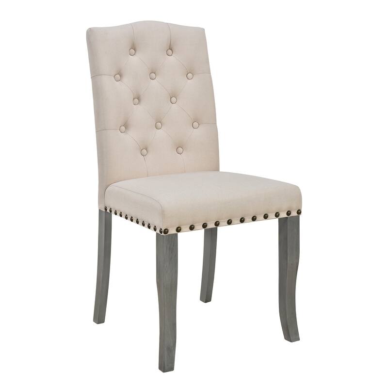 Home Party Dining Table and Chair Sets Rectangular Dining Table and Chair Sets with Nailhead Button Tufting Chairs for Kitchen