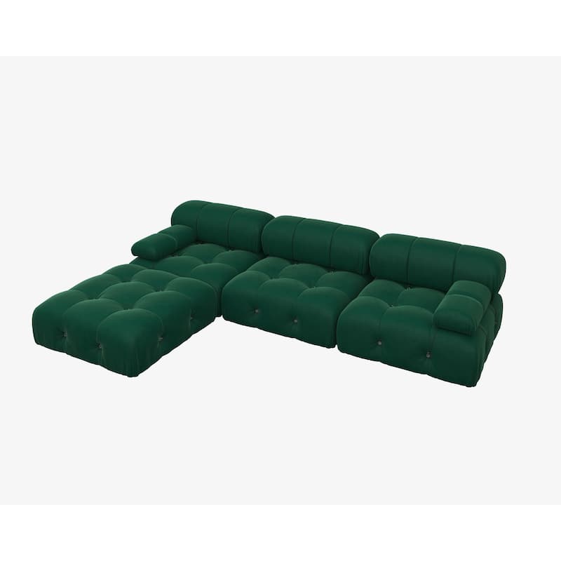 4-Seat Velvet Upholstered Reversible L-Shaped Sectional Sofa