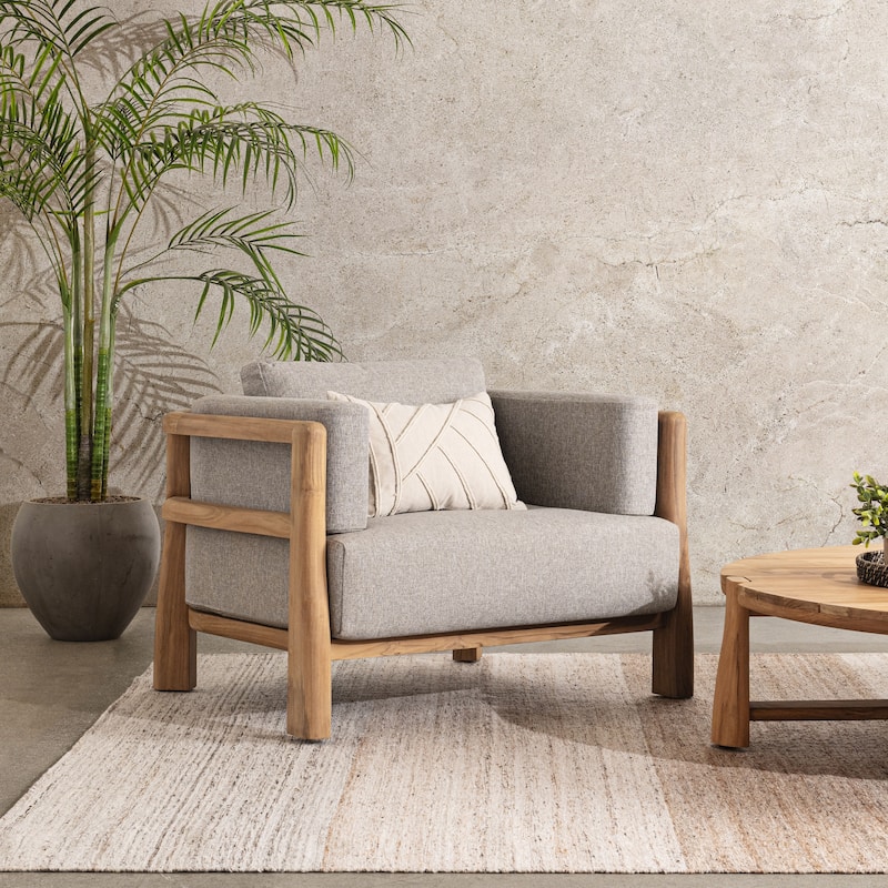 Classic Home Aston Teak Wood Outdoor Accent Chair - Natural