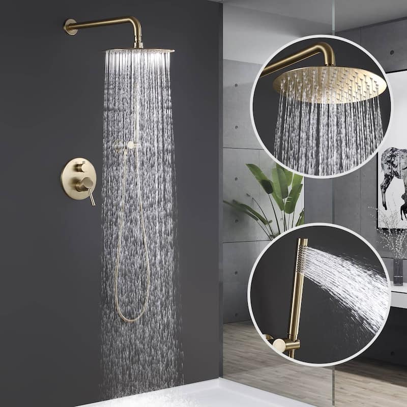 Shower Faucet With Valve Complete Shower System Set Bathroom 10 Inches Rainfall Shower Head With Handheld Sower