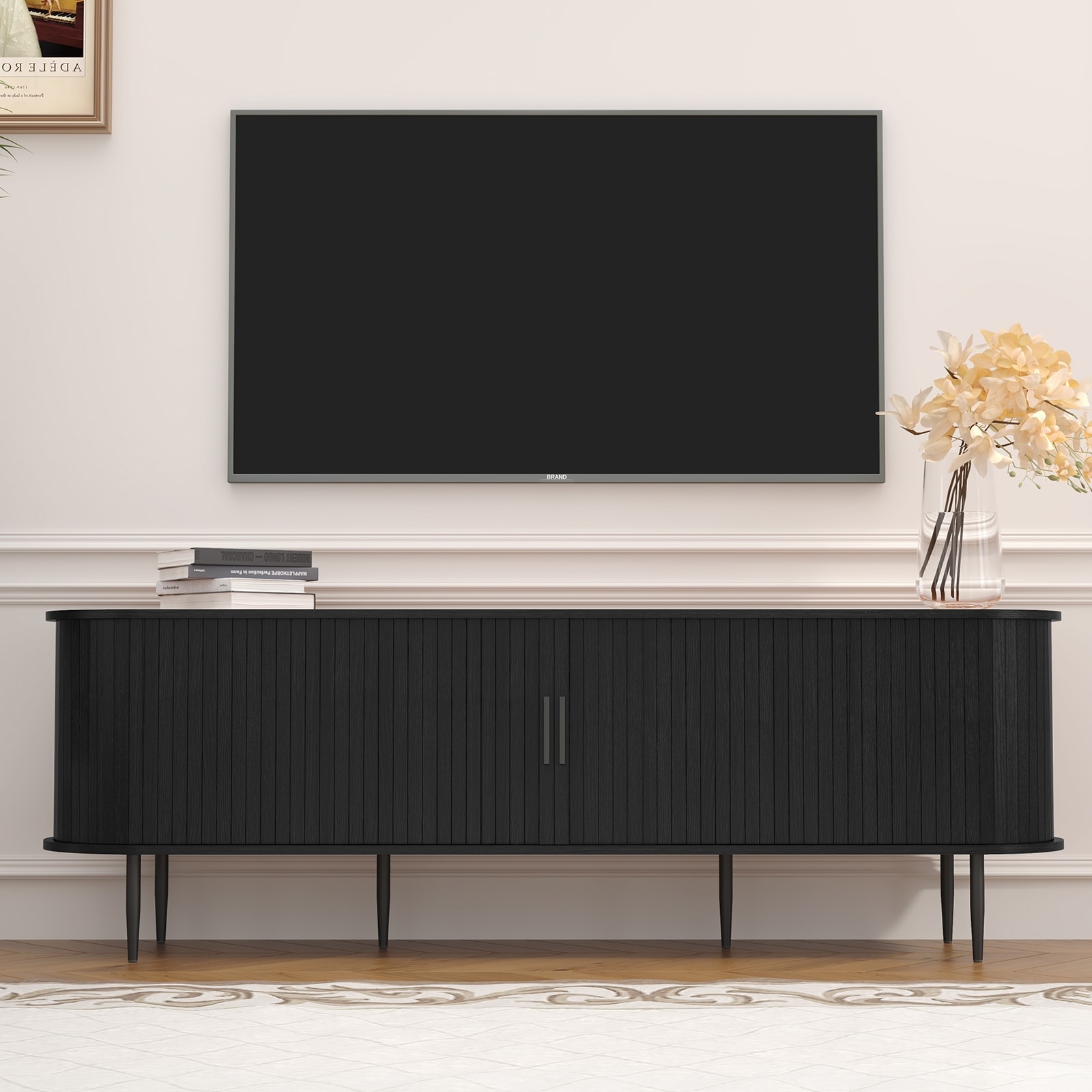 Modern TV Stand with Sliding Door for TVs up to 75"