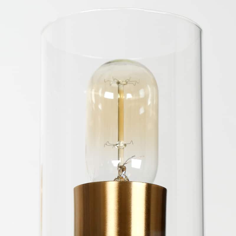 Modern Glam 5-Light Black Gold Chandelier Dining Room Chandelier with Cylinder Glass - 25 " D