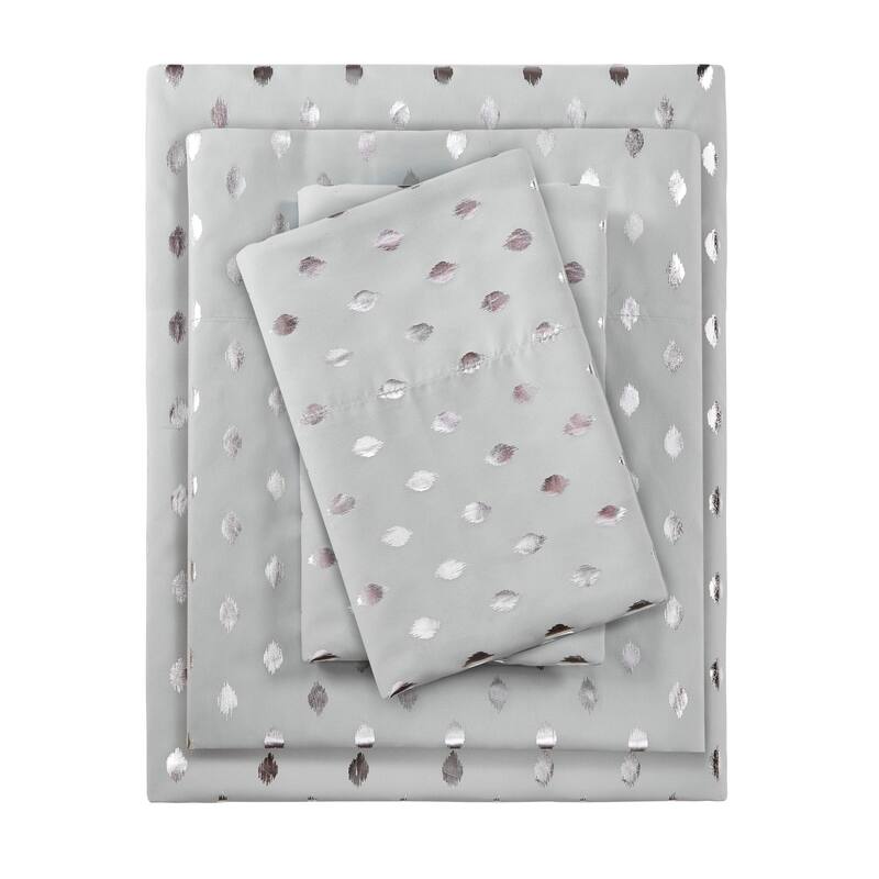 Intelligent Design Metallic Dot Printed Bed Sheet Set