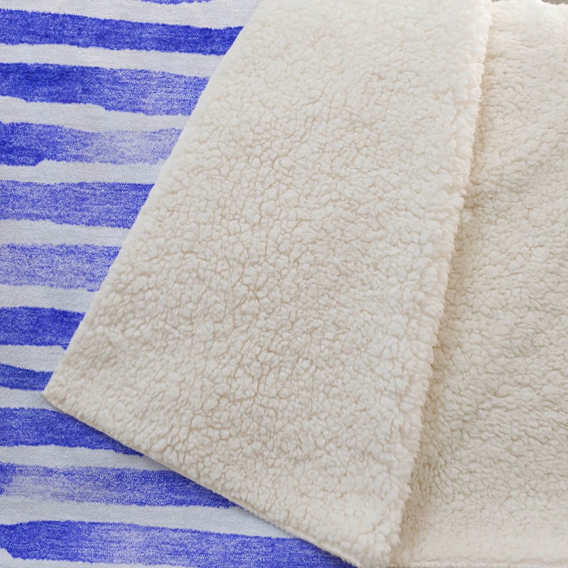 Premium Machine Washable ASB187 Ombre Stripes Sherpa Throw Blanket