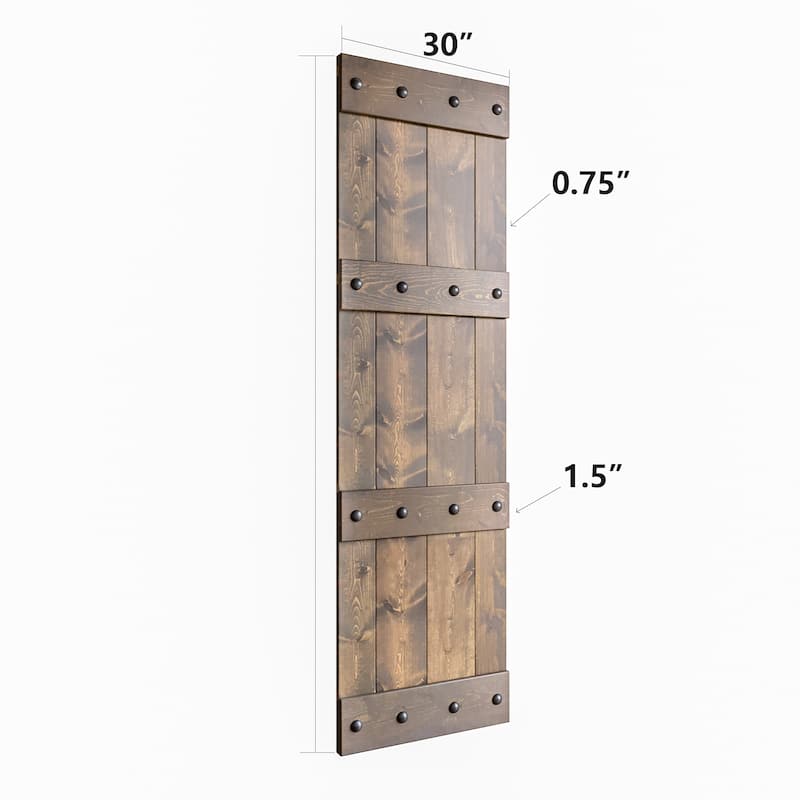 Coast Sequoia 24in./30in./36in. x 84in. Castle Series Pine Wood Sliding Barn Door With Hardware Kit