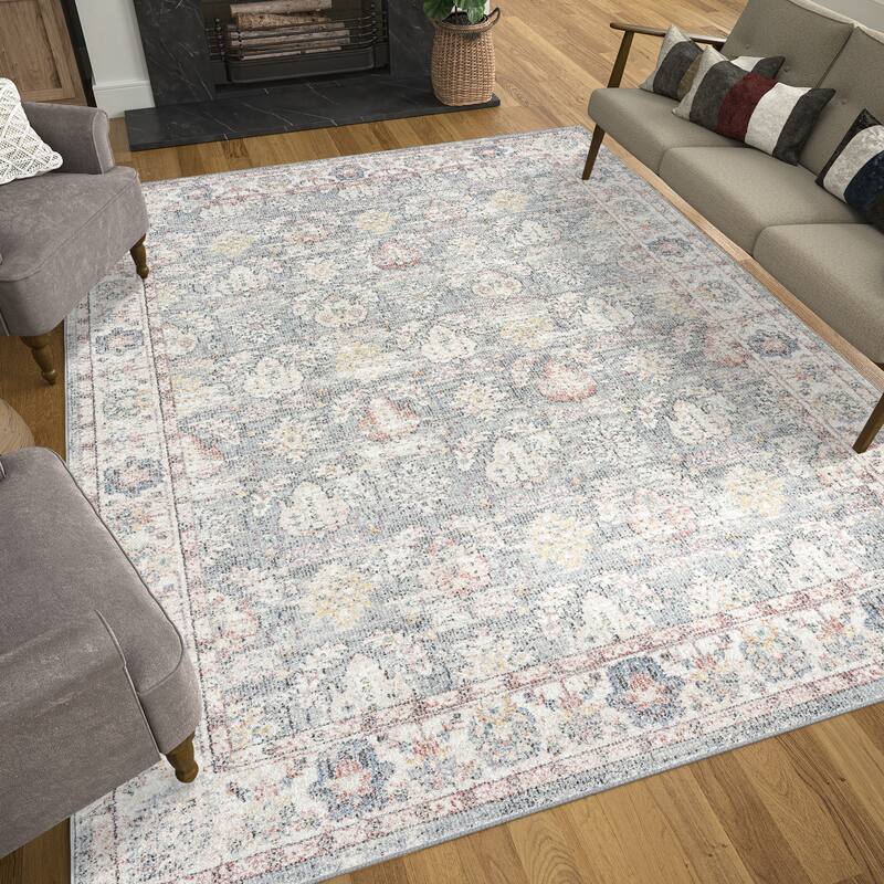 Addalyn Oriental Border Area Rug