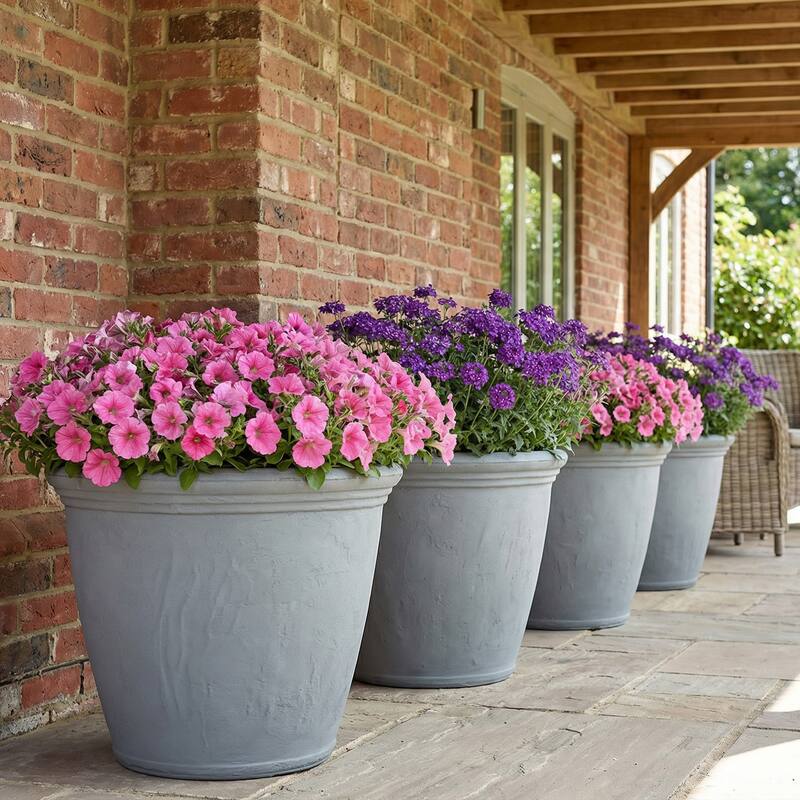 Sunnydaze Anjelica Polyresin Large Round Outdoor Planter