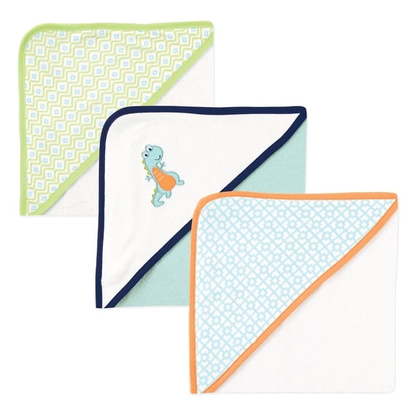 slide 1 of 1, Luvable Friends Baby Boy Cotton Terry Hooded Towels, Dinosaur, One Size - Dinosaur - One Size One Size - Dinosaur