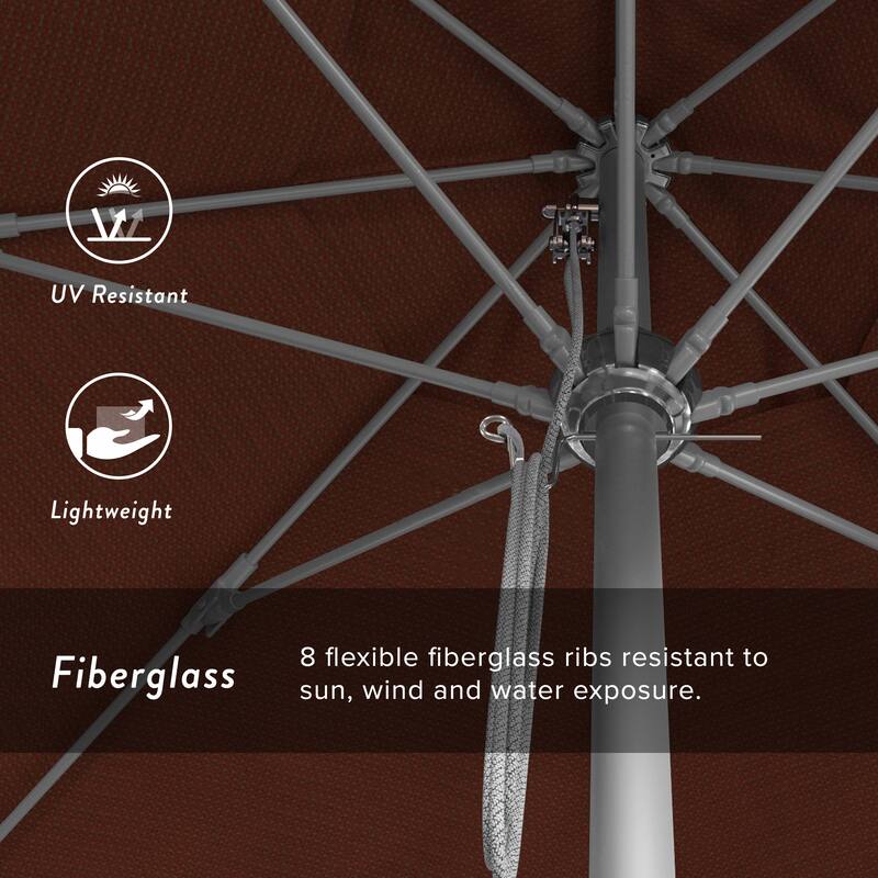 California Umbrella 11' Rd Aluminum Frame, Fiberglass Rib Market Umbrella, Push Open, Anodized Silver Finish, Olefin Fabric