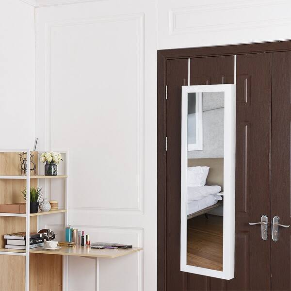 Shop Costway Wall Door Mounted Magnetic Mirrored Jewelry Cabinet