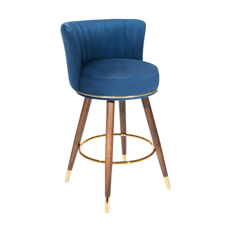 Porthos Home Pedra Swivel Bar Stools Set of 2, Velvet, Rubberwood Legs