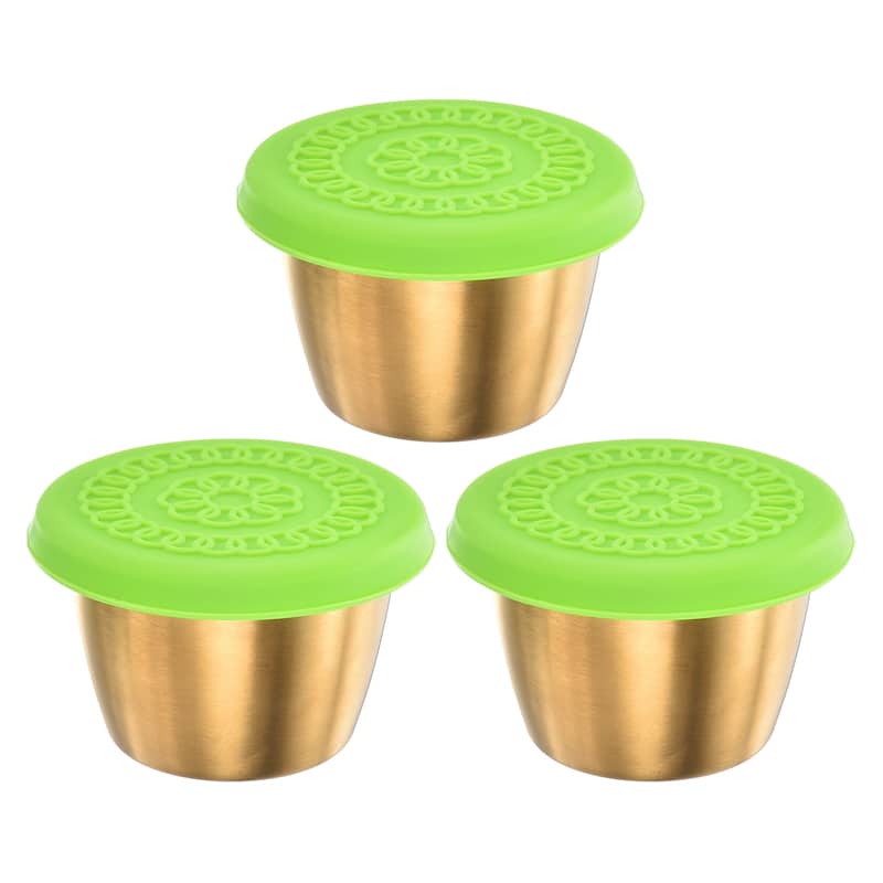 3pcs Stainless Steel Dressing Container 2.4oz Reusable Sauce Cups