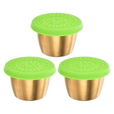 3pcs Stainless Steel Dressing Container 2.4oz Reusable Sauce Cups