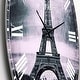 preview thumbnail 3 of 8, Designart 'Eiffel and Old Red Car' Landscape Oversized Wall CLock