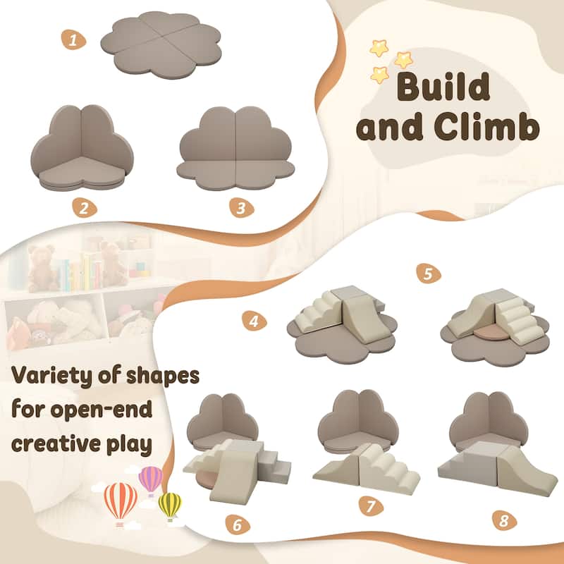 6PS Soft Foam Climber Play Set - Baby Crawling & Climbing Blocks, Activity Toys for Child Development, Non-Slip Foam Structure