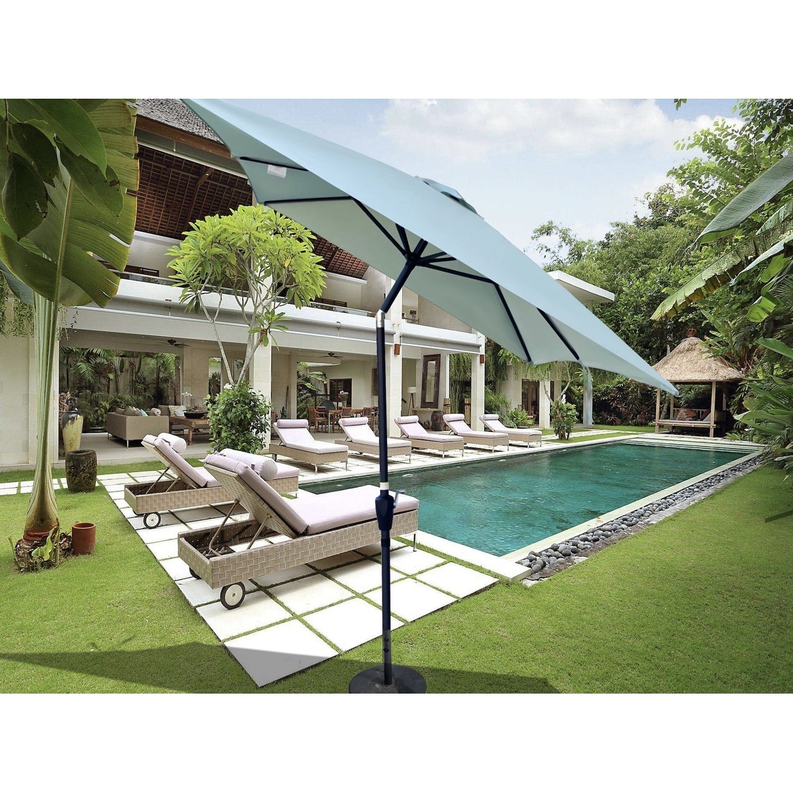 6 foot patio umbrella with crank Punchau Ft Outdoor - Black Market Umbrella, Easy tilt design as well as aluminum ribs to match 6 x 9ft Patio Umbrella