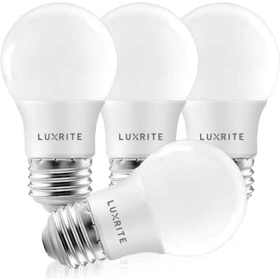 Luxrite A15 LED Light Bulb, 40W Equivalent, Dimmable, 600 Lumens, Enclosed Fixture Rated, Energy Star, E26 Base (4 Pack)
