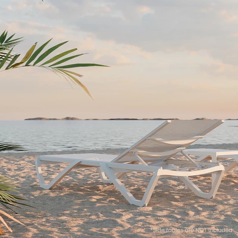 Furnish Theory Seabreeze Deck Patio Sunloungers Lounge Chairs Outdoor Chaise Lounges (Various Frame & Mesh Colors; Set of 2)