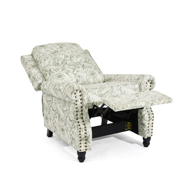 Mid-Century Nailhead PU Leather Linen Recliner