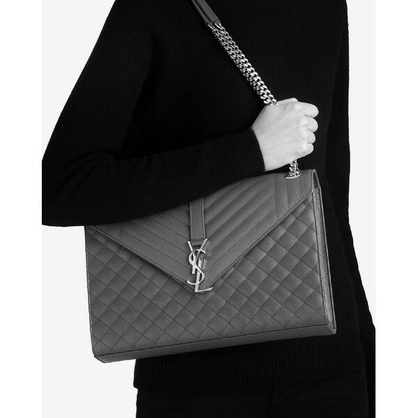 Shop Saint Laurent Ysl Gray Large Envelope Classic College