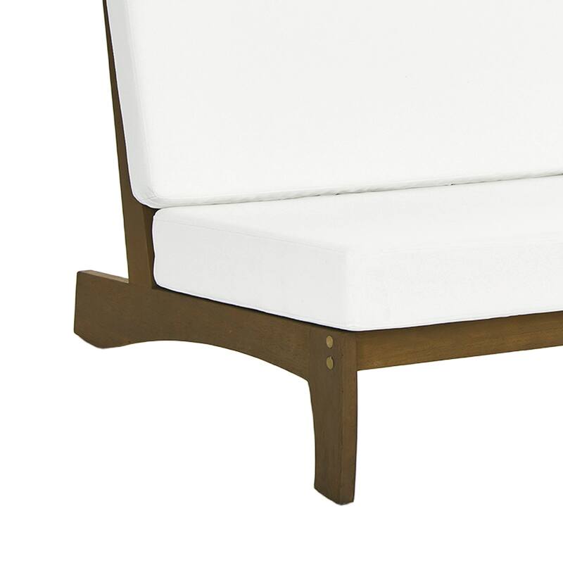 2-Piece Casual Teak Outdoor Patio Sofa Set with Side Table