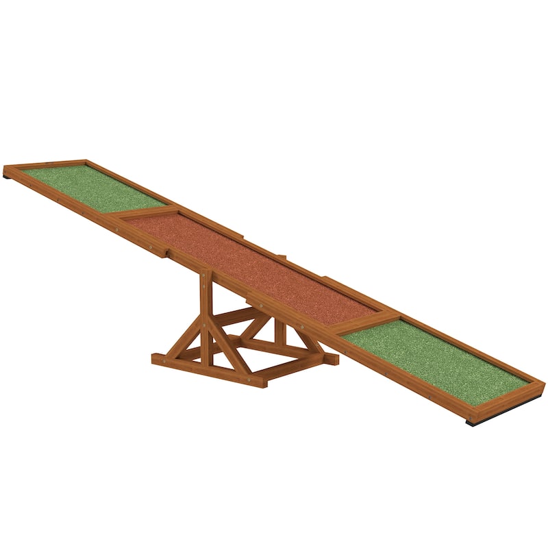 PawHut Wooden Dog Agility Seesaw for Training and Exercise, Platform Equipment Run Game Toy, Weather Resistant Pet Supplies - Orange