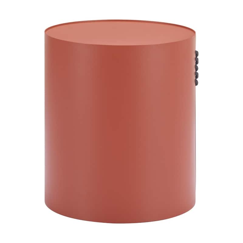 HomeRoots 19" Brown Aluminum Round Drum End Table - 16' X '19.1' X '16