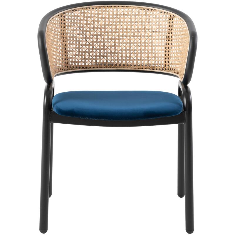 Ervilla Modern Wicker Back Dining Chair with Upholstered Velvet Seat Armchair for Dining Room and Kitchen, Set of 4 - 29.9"