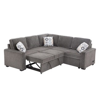 83" Convertible L-shaped Sectional Sleeper Sofa with Pull Out Bed - Bed ...