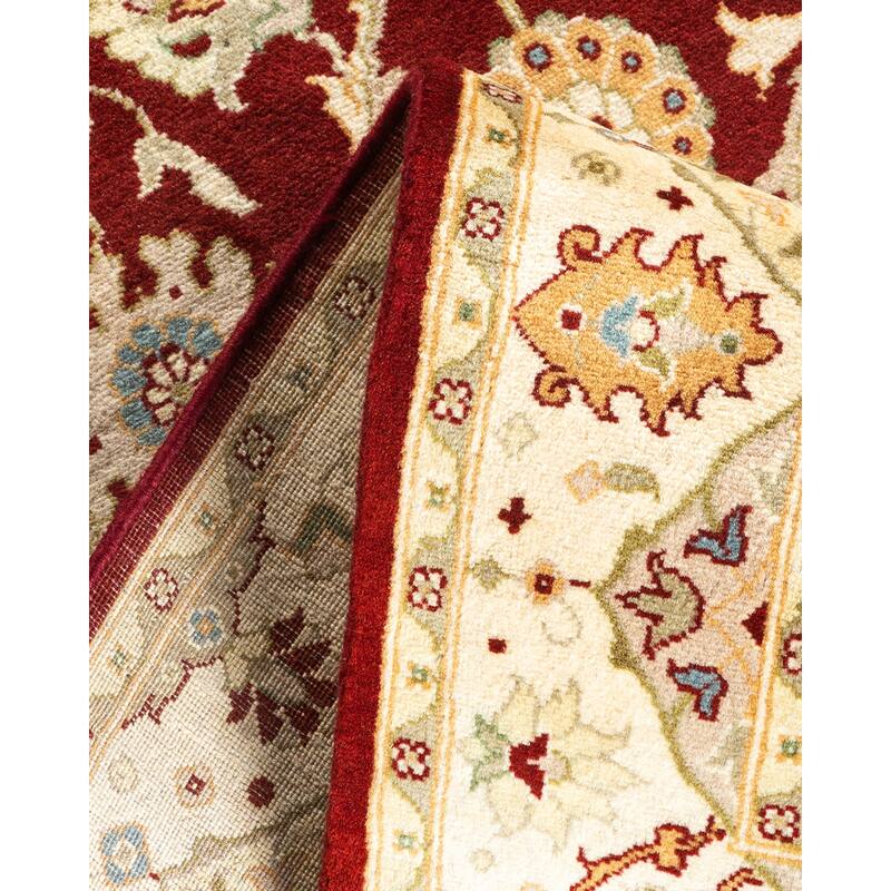 Overton Handknotted Wool Traditional Oriental Orange Area Rug - 3' x 5'