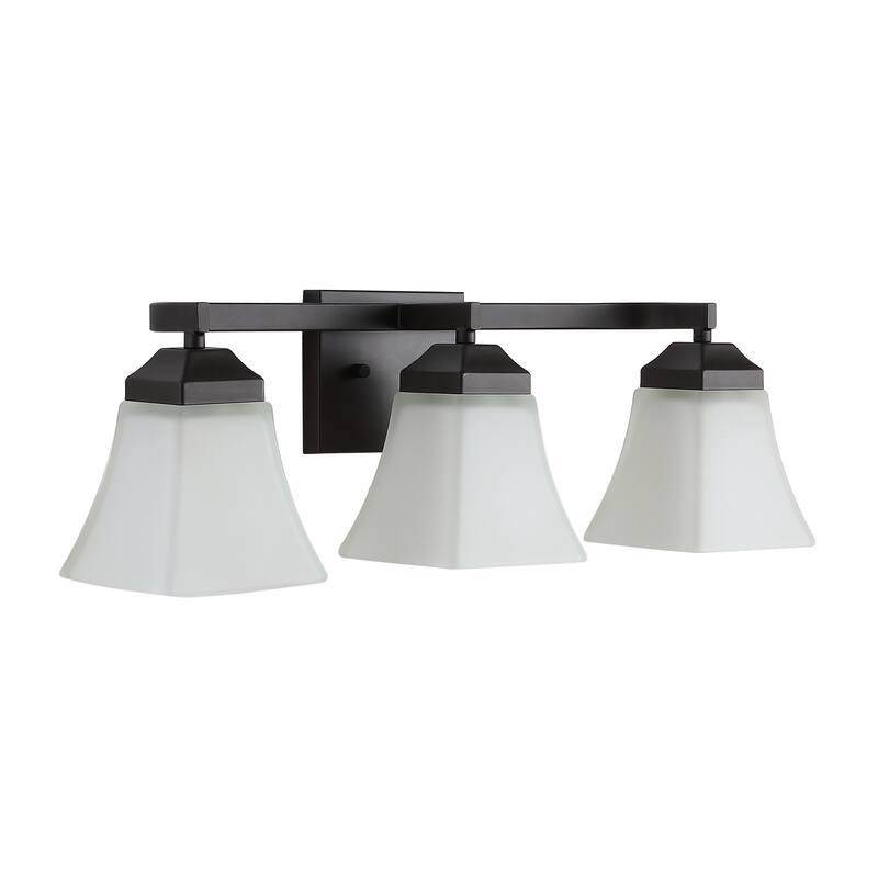 Staunton Iron/Glass Modern Cottage LED Vanity Light, Oil Rubbed Bronze by JONATHAN Y