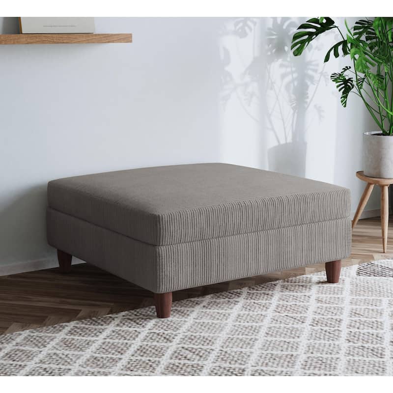 40" W Oversized Corduroy Upholstered Ottoman - Light Grey