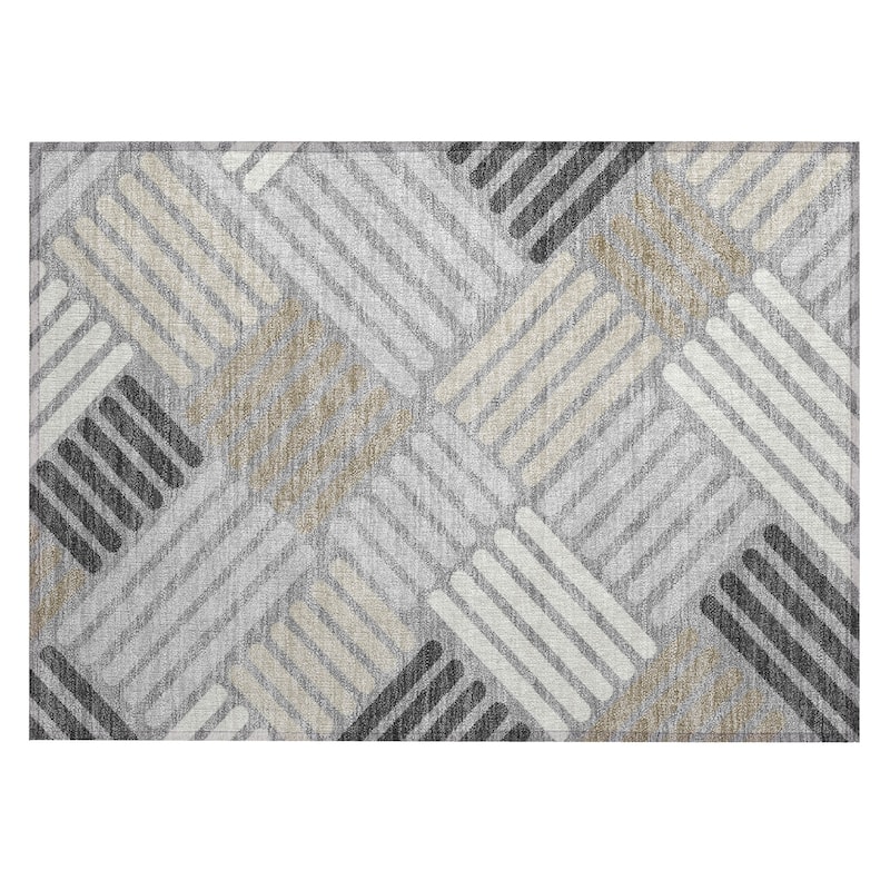 Machine Washable Indoor/ Outdoor Modern Weave Chantille Rug