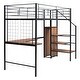 preview thumbnail 33 of 38, Twin Size Metal Loft Bed with Desk, Metal Grid and Wardrobe, White