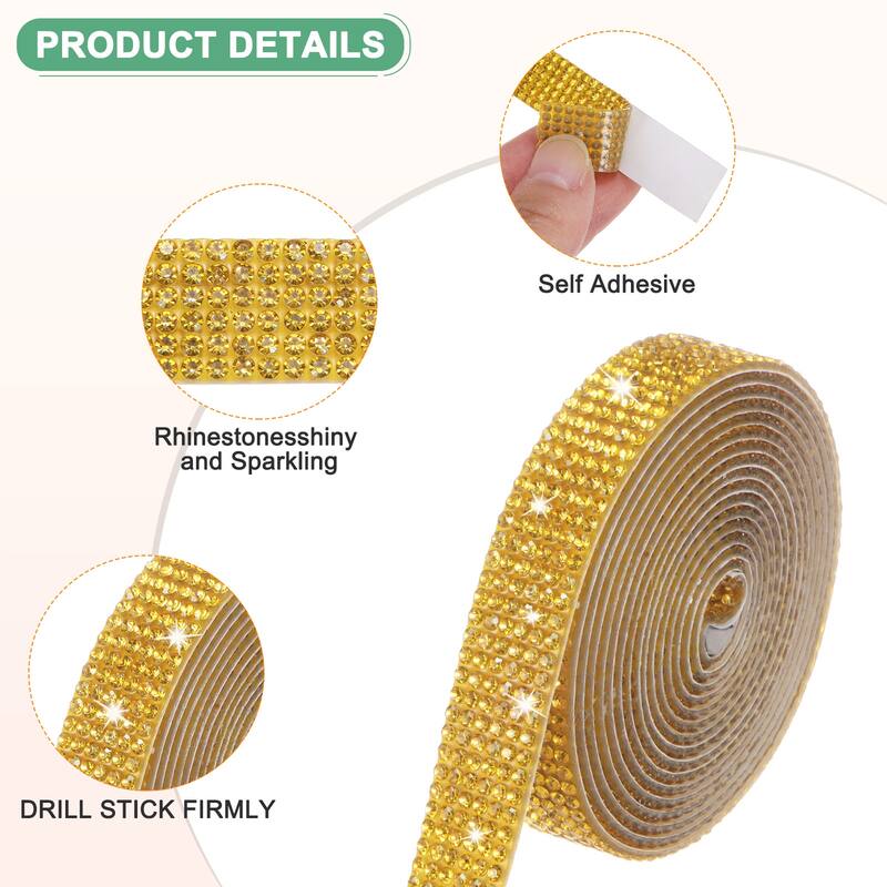 2-Roll Crystal Rhinestone Ribbon,0.5/1.1 Inch x 2 Yards for DIY